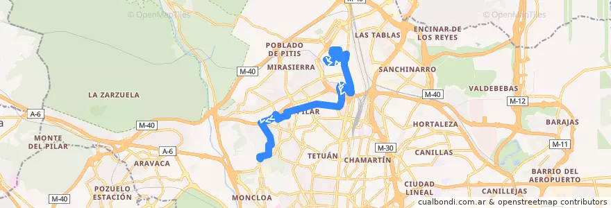 Mapa del recorrido Bus 137: Fuencarral → Puerta Hierro de la línea  en 마드리드.