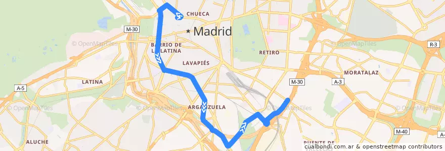 Mapa del recorrido Bus 148: Callao → Puente Vallecas de la línea  en مدريد.