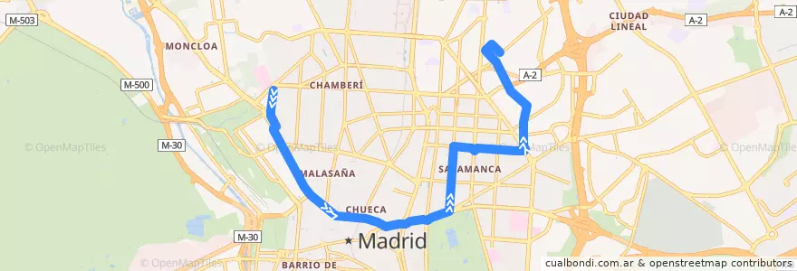 Mapa del recorrido Bus 1: Cristo Rey → Prosperidad de la línea  en Madrid.