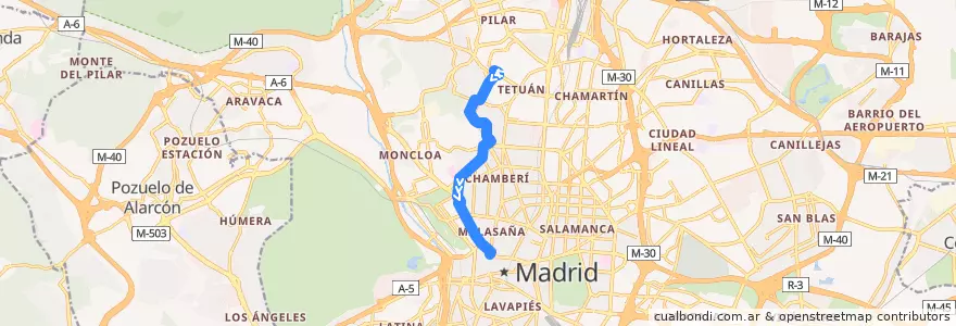 Mapa del recorrido Bus 44: Marqués de Viana → Callao de la línea  en مدريد.