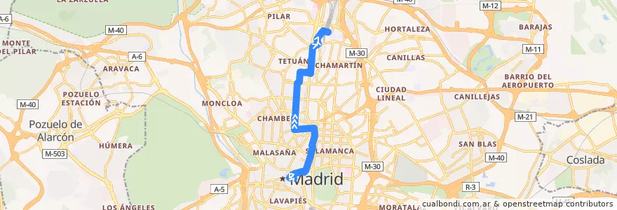 Mapa del recorrido Bus 5: Sol → Chamartín de la línea  en 마드리드.