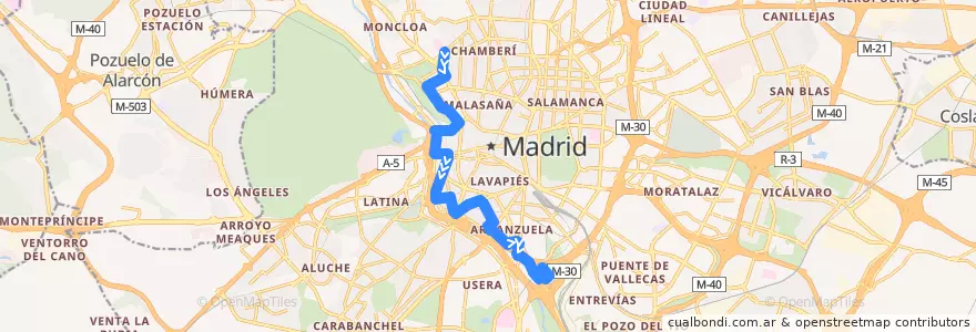 Mapa del recorrido Bus 62: Cristo Rey - Los Puertos de la línea  en مدريد.