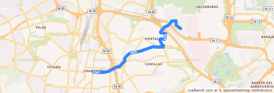 Mapa del recorrido Bus 87: Rep. Dominicana → Las Cárcavas de la línea  en Madrid.
