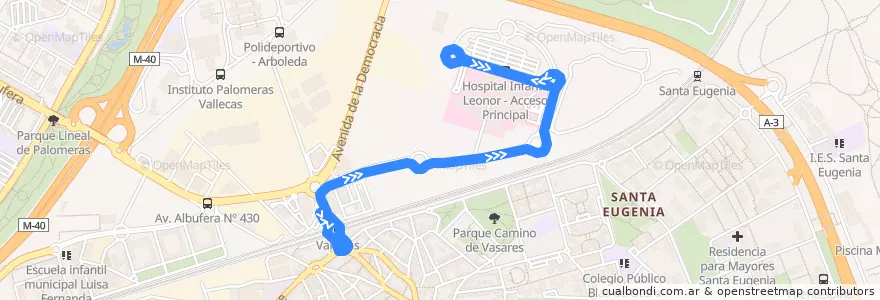 Mapa del recorrido Bus H1: Sierra Guadalupe → H. I. Leonor de la línea  en مادرید.