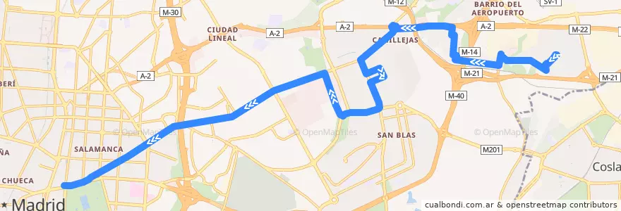 Mapa del recorrido Bus N5: Fin De Semana → Cibeles de la línea  en مدريد.