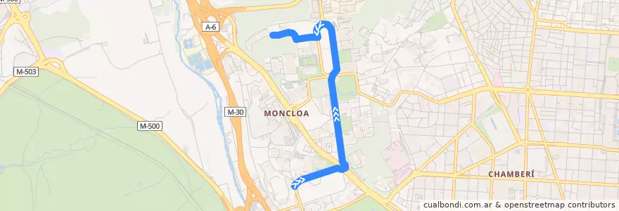 Mapa del recorrido Bus U: Avenida Séneca → Paraninfo de la línea  en مادرید.