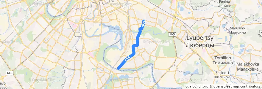 Mapa del recorrido Троллейбус №74: Метро "Кузьминки" - Марьино de la línea  en Юго-Восточный административный округ.