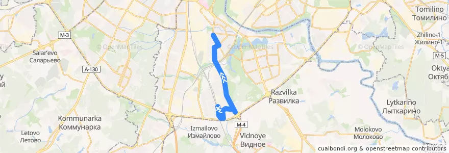 Mapa del recorrido Автобус 690: Платформа Бирюлёво-Пассажирское => Метро "Кантемировская" de la línea  en Южный административный округ.