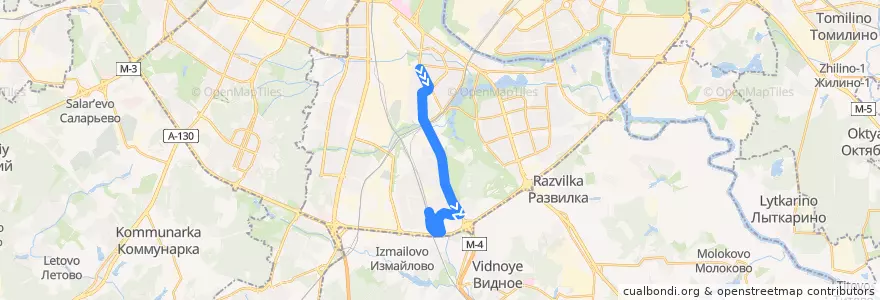 Mapa del recorrido Автобус 690: Метро "Кантемировская" => Платформа Бирюлёво-Пассажирское de la línea  en Южный административный округ.