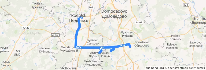 Mapa del recorrido Автобус №71 (Подольск): Станция Подольск - Станция Белые Столбы de la línea  en محافظة موسكو.