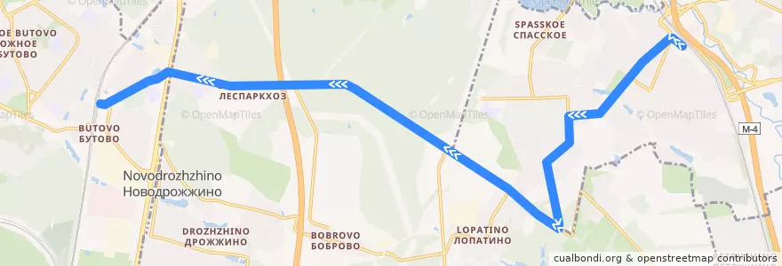 Mapa del recorrido Автобус 379: Расторгуево - Бутово de la línea  en Ленинский городской округ.