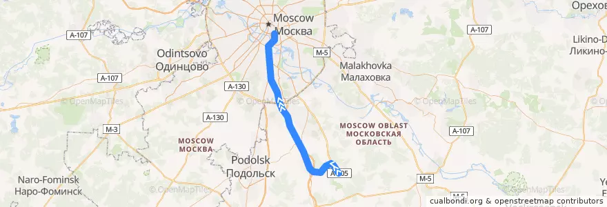 Mapa del recorrido Аэроэкспресс: Москва -> Аэропорт-Домодедово de la línea  en Central Federal District.