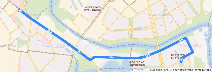 Mapa del recorrido Автобус №738: Метро "Каширская" - Метро "Алма-Атинская" de la línea  en Southern Administrative Okrug.