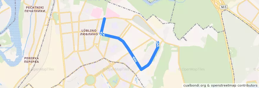 Mapa del recorrido Автобус 201: 14-й микрорайон Марьинского парка - Больница имени Семашко de la línea  en район Люблино.