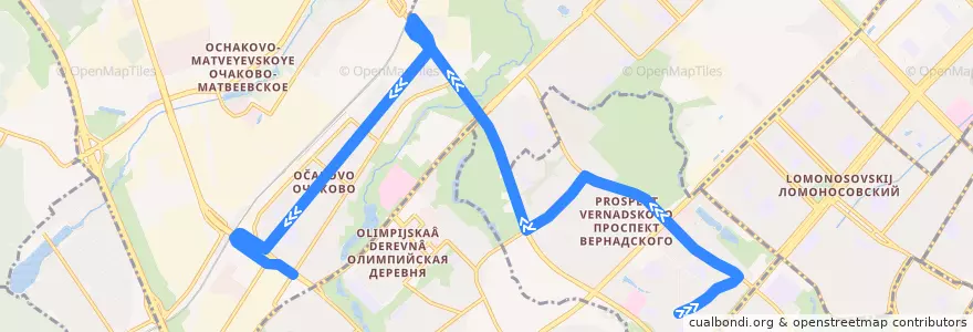 Mapa del recorrido Автобус №120: 32 - 33-й кв. Юго-Запада - Озёрная улица de la línea  en Западный административный округ.