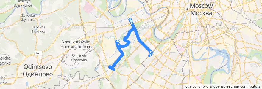 Mapa del recorrido Автобус 187: метро "Университет" - Озёрная улица de la línea  en Западный административный округ.