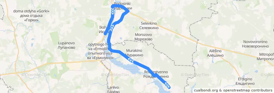 Mapa del recorrido Автобус №47: Долгиниха - Икша de la línea  en Oblast Moskou.