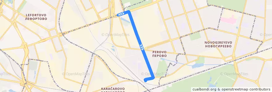 Mapa del recorrido Автобус №46: метро "Шоссе Энтузиастов" - станция Перово de la línea  en Восточный административный округ.