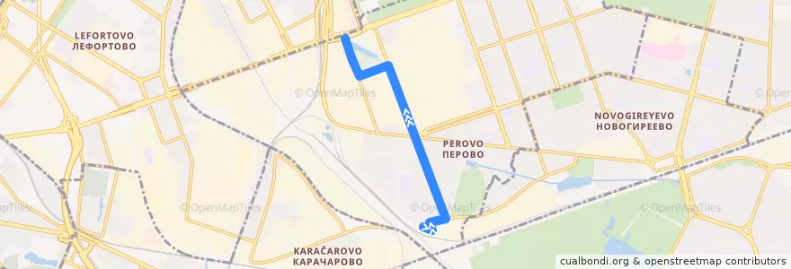Mapa del recorrido Автобус №46: станция Перово - метро "Шоссе Энтузиастов" de la línea  en район Перово.