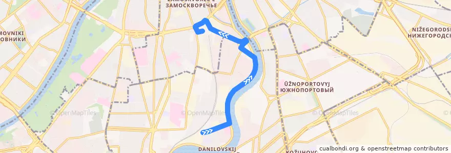 Mapa del recorrido Автобус 13: 3-й Павелецкий проезд => Павелецкий вокзал de la línea  en Москва.