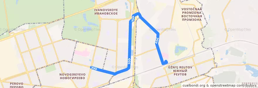 Mapa del recorrido Автобус №17: метро "Новогиреево" - станция Реутово de la línea  en Центральный федеральный округ.