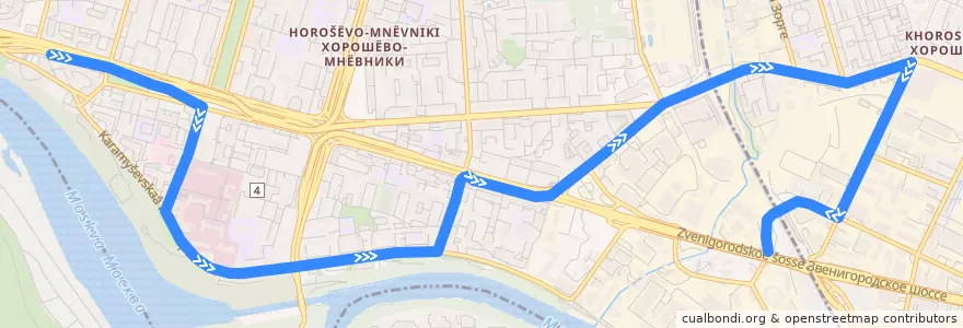 Mapa del recorrido Автобус 48: Живописная улица — Храм Живоначальной Троицы => Силикатный завод de la línea  en Москва.