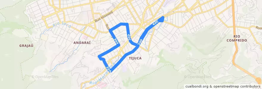 Mapa del recorrido Ônibus 626 - Praça Saens Peña → Muda de la línea  en Rio de Janeiro.