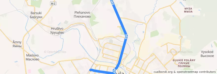 Mapa del recorrido Троллейбус №6: Посёлок Горелки - Московский вокзал de la línea  en Stadtkreis Tula.