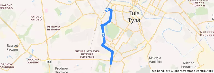 Mapa del recorrido Троллейбус №5: Московский вокзал - Южная de la línea  en Stadtkreis Tula.