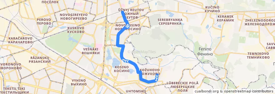 Mapa del recorrido Автобус 14: Святоозёрская улица - Станция Реутово de la línea  en Восточный административный округ.