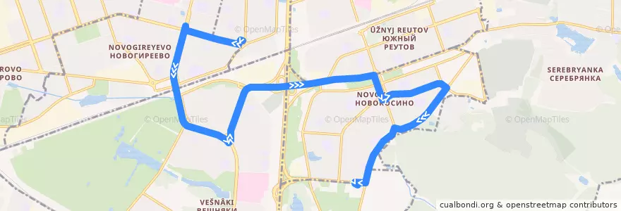 Mapa del recorrido Автобус 811: улица Молостовых - 3-й микрорайон Новокосина de la línea  en Восточный административный округ.
