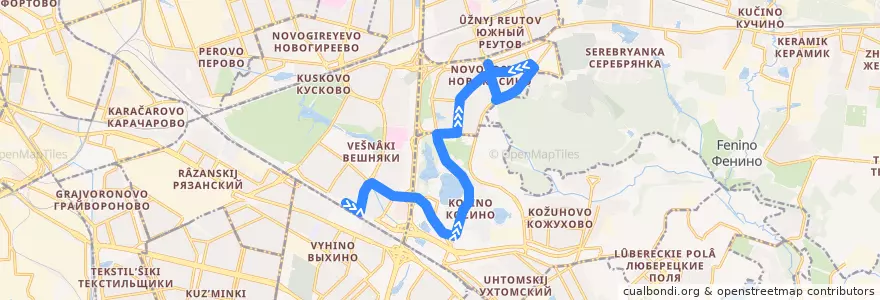 Mapa del recorrido Автобус 79: Метро "Выхино" - Метро "Новокосино" de la línea  en Eastern Administrative Okrug.