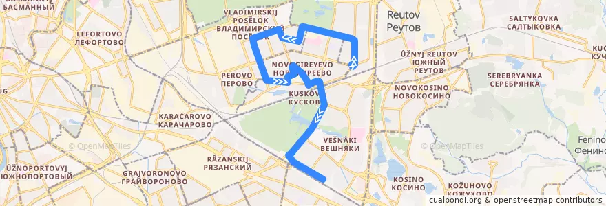 Mapa del recorrido Автобус №620: улица Молостовых - метро "Выхино" de la línea  en Восточный административный округ.