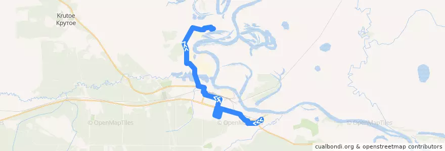 Mapa del recorrido Автобус 2: ТФК - Белый Яр de la línea  en Тавдинский городской округ.