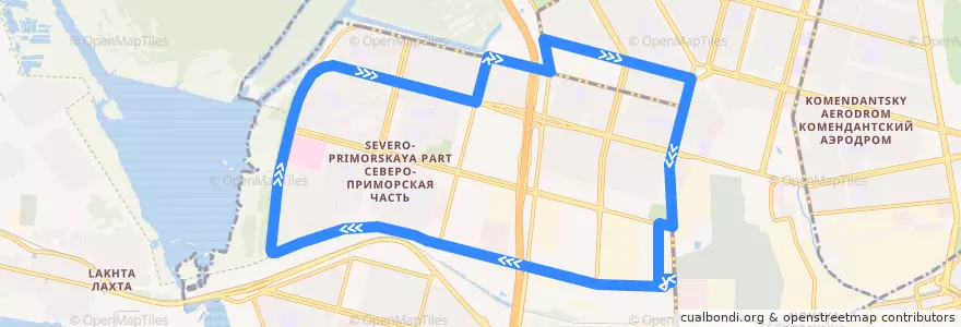 Mapa del recorrido Автобус № 125: станция метро "Старая деревня" => станция метро "Старая деревня" de la línea  en Приморский район.