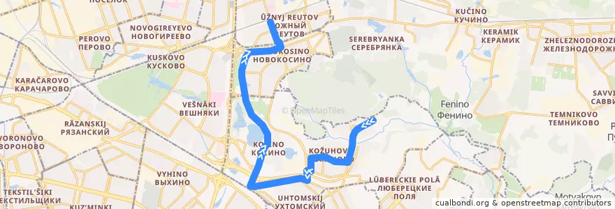 Mapa del recorrido Автобус 773: 9-й микрорайон Кожухова - Станция Реутово de la línea  en Восточный административный округ.