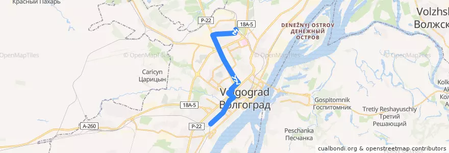 Mapa del recorrido Трамвай №5 Жилгородок — Радомская de la línea  en городской округ Волгоград.