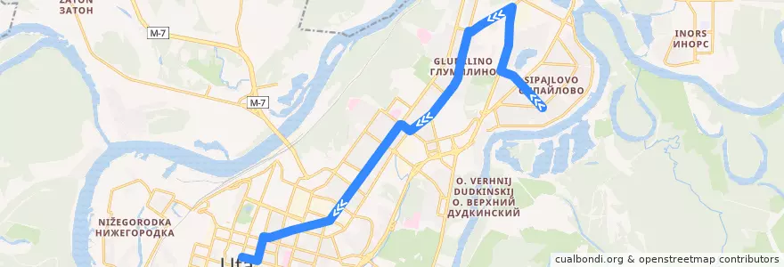 Mapa del recorrido Автобус № 39: Сипайлово => Гостиница Башкортостан de la línea  en городской округ Уфа.
