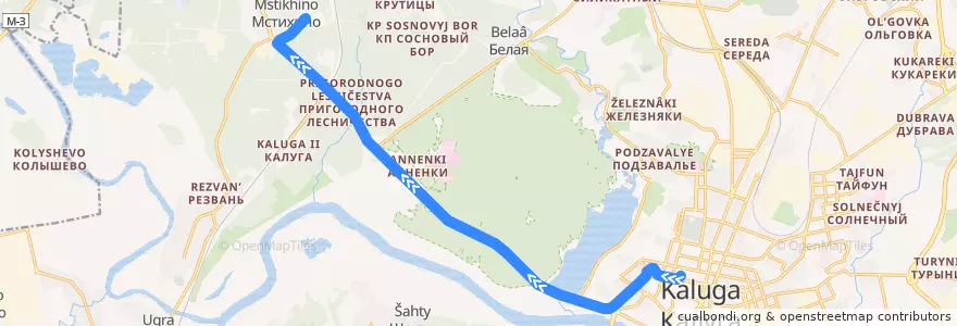 Mapa del recorrido Автобус №33: Рынок - поселок Мстихино de la línea  en городской округ Калуга.