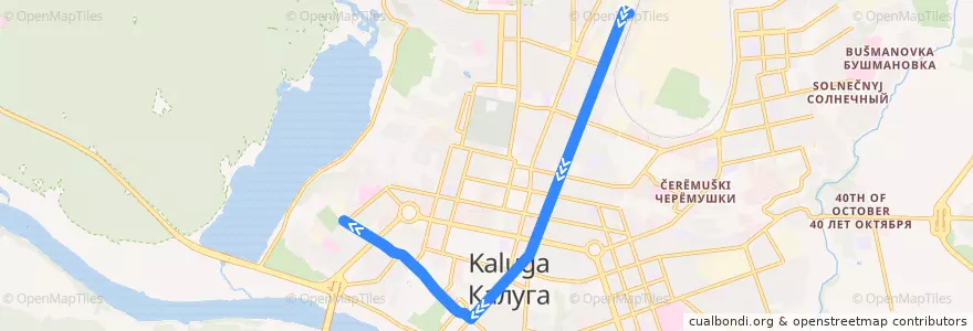 Mapa del recorrido Троллейбус №1: Вокзал Калуга-1 -> Парк Циолковского de la línea  en городской округ Калуга.
