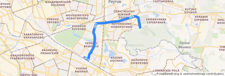 Mapa del recorrido Автобус №706: Метро "Выхино" - 2-й Московский крематорий de la línea  en Moscou.