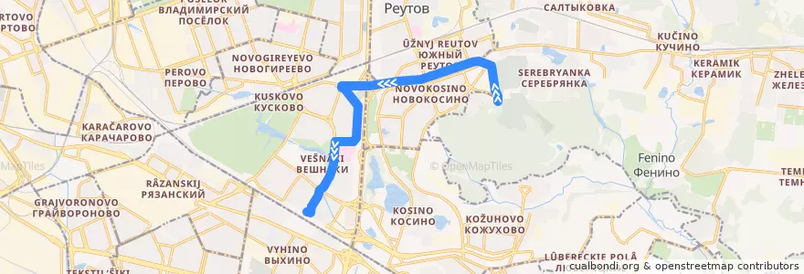 Mapa del recorrido Автобус №706: 2-й Московский крематорий - Метро "Выхино" de la línea  en Östlicher Verwaltungsbezirk.