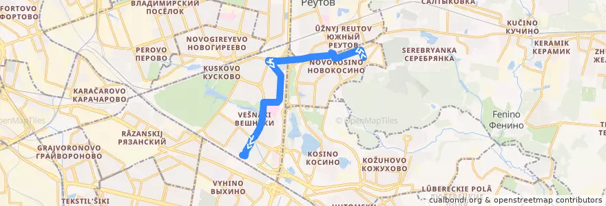 Mapa del recorrido Автобус 706: 4-й микрорайон Новокосина - Метро "Выхино" de la línea  en Восточный административный округ.