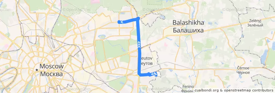 Mapa del recorrido Автобус 760: 4-й микрорайон Новокосина - Метро "Щёлковская" de la línea  en Центральный федеральный округ.