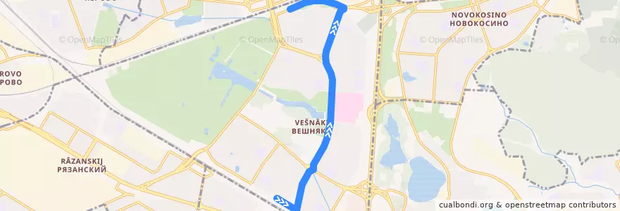Mapa del recorrido Автобус №232: метро "Выхино" - платформа Новогиреево de la línea  en район Вешняки.