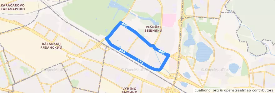 Mapa del recorrido Автобус №197: Метро "Выхино" - Платформа Вешняки de la línea  en район Вешняки.