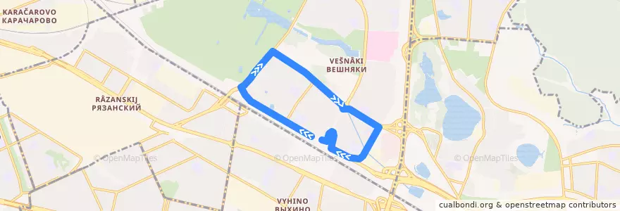 Mapa del recorrido Автобус №697: Метро "Выхино" - Платформа Вешняки de la línea  en район Вешняки.