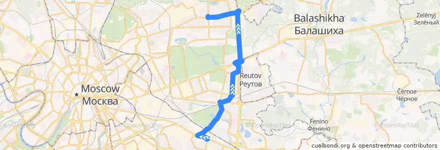 Mapa del recorrido Автобус №133: Метро "Рязанский проспект" - Метро "Щёлковская" de la línea  en Центральный федеральный округ.