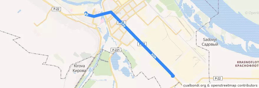 Mapa del recorrido Трамвай №11 Судоверфь - Каустик de la línea  en городской округ Волгоград.