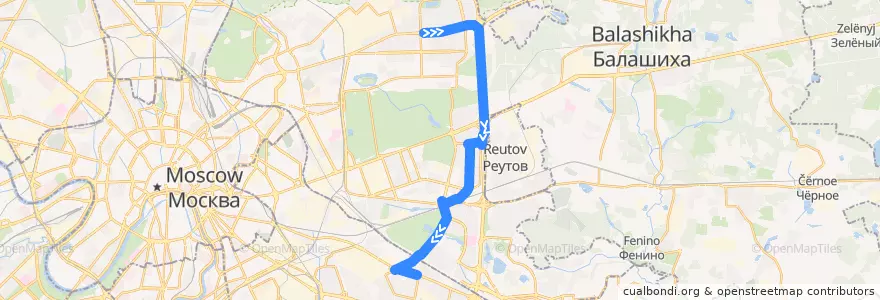 Mapa del recorrido Автобус №133: Метро "Щёлковская" - Метро "Рязанский проспект" de la línea  en Москва.